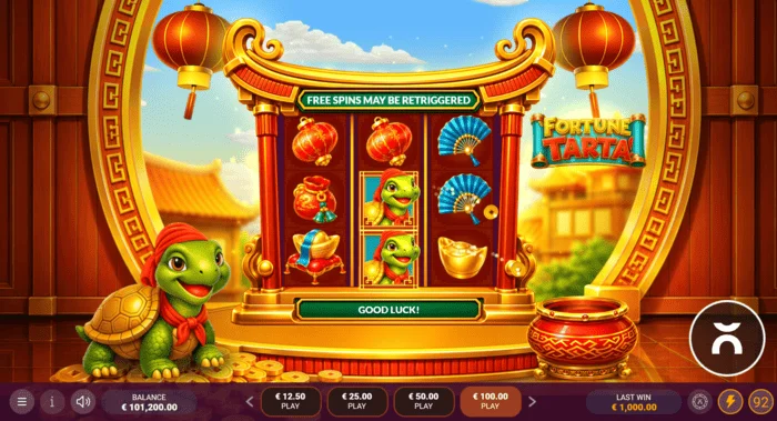 Fortune Tarta – schermata di gioco con rulli e tartaruga