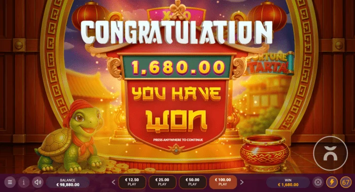 Fortune Tarta – vincita totale dopo i Free Spins